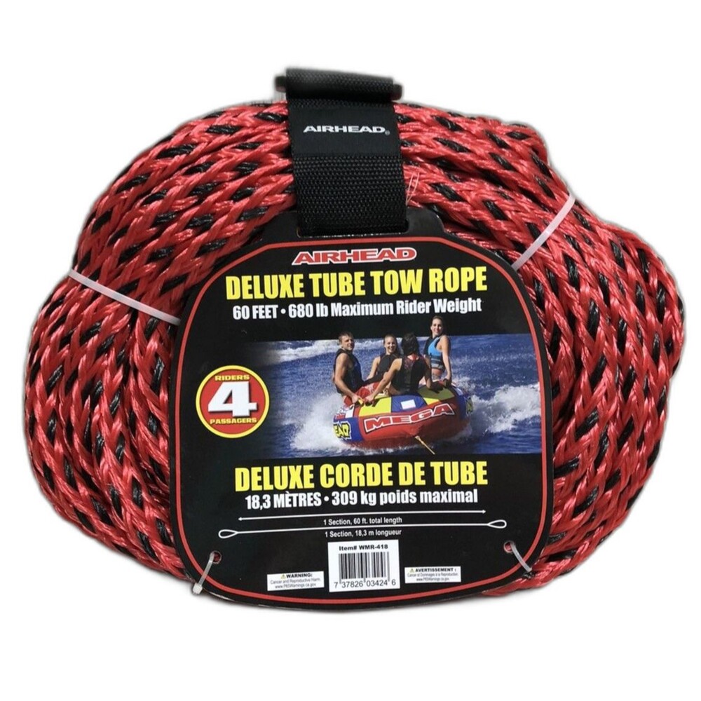 Airhead 60 foot Tube Tow Rope 680 Lb. / 4 Rider Max Water Skiing Boating